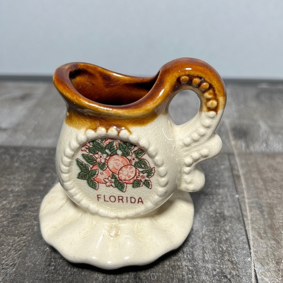 Vintage Florida Oranges Sunshine Mini creamer pitcher brown Ceramic Souvenir - Picture 1 of 4